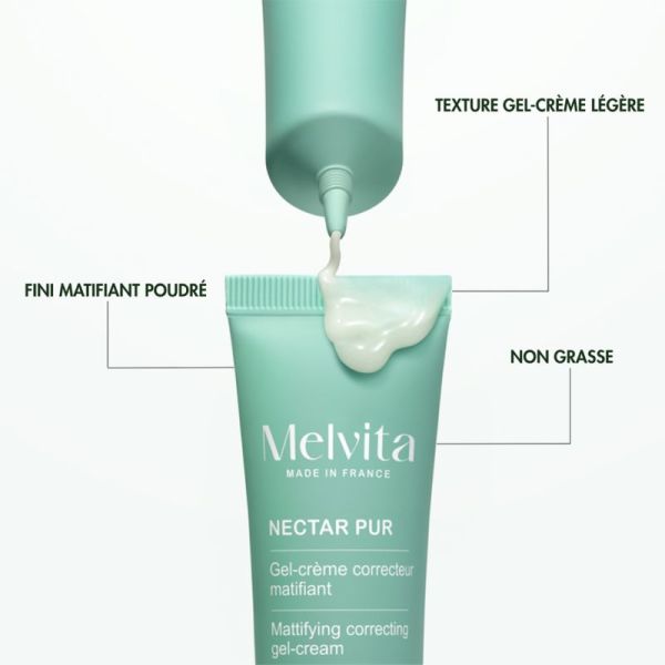 Melvita Gel-Crème Correcteur Matifiant - 40ml - Régule le sébum, matifie et affine le grain de peau