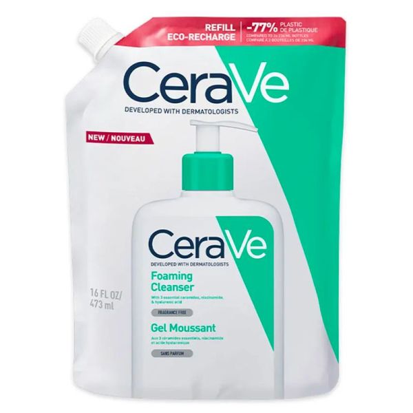 Cerave Cleanse Visage Recharge Gel Moussant - 473ml - Peaux Normales à Grasses