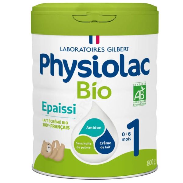 Physiolac Lait Infantile Bio Formule Épaissie 1er Âge - 0 à 6 mois - 800g