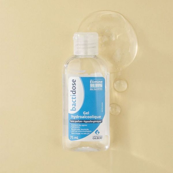 Gilbert Bactidose Gel Hydroalcoolique Sans Parfum 75ml – Désinfection des mains