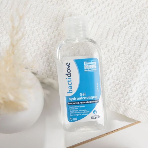 Gilbert Bactidose Gel Hydroalcoolique Sans Parfum 75ml – Désinfection des mains