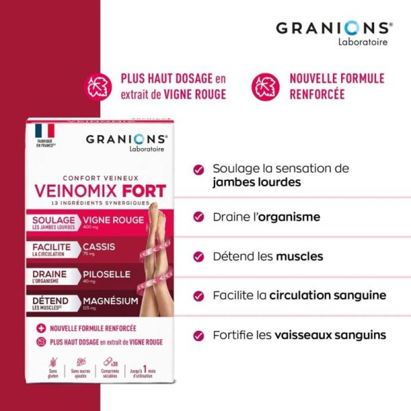 Granions Veinomix - Confort et Légèreté des Jambes - 30 comprimés