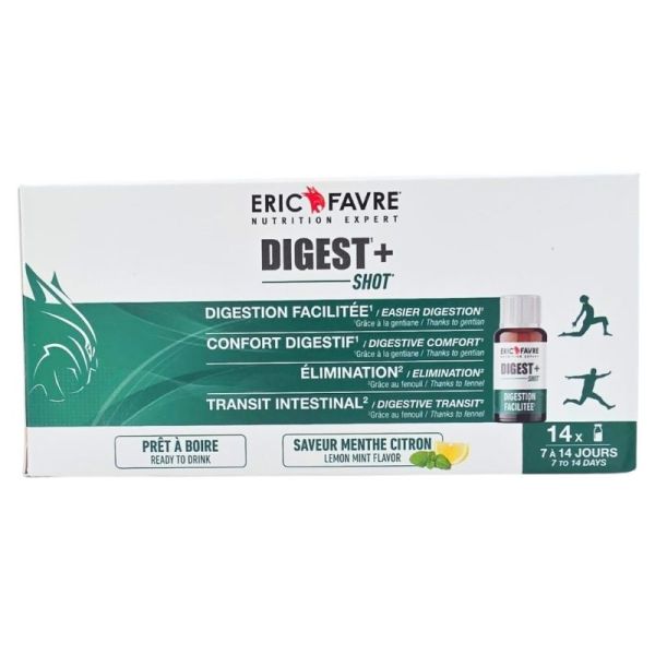 Eric Favre Digest+ Shot 14 doses de 10ml - Digestion facilitée, confort digestif et transit