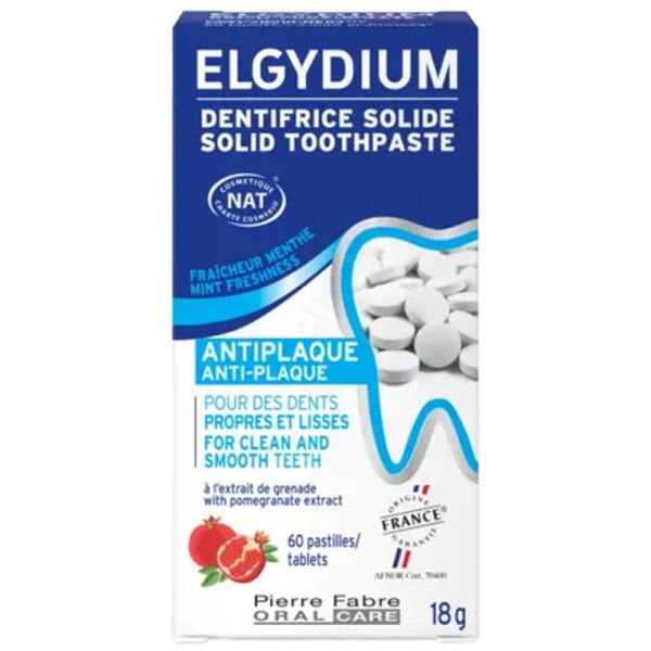 Elgydium Dentifrice Solide - À Croquer - Anti Plaque - 60 Comprimés
