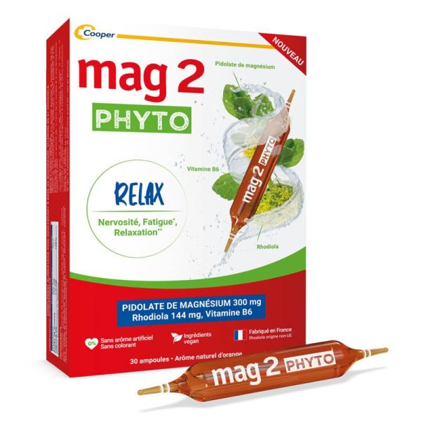 Mag 2 Phyto Relax - 30 ampoules - Nervosité et Fatigue - Réduit le Stress et Favorise la Relaxation