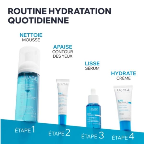 Uriage Mousse d'Eau Nettoyante 150 ml - Démaquille, nettoie et adoucit visage et yeux