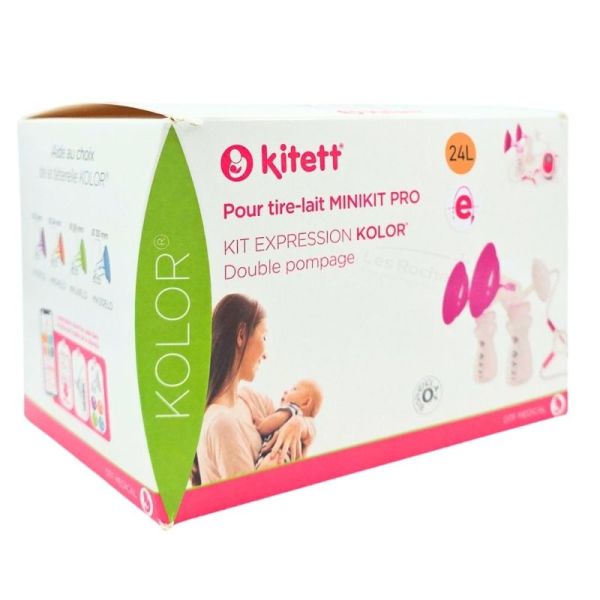 Kitett Kit Expression Kolor Double pompage - 2 téterelles - 24mm Orange - Taille L - Kit double pour Tire-lait Minikit Pro