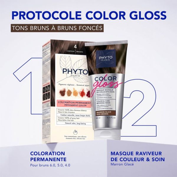 Phyto PhytoCOLOR GLOSS Masque Raviveur de Couleur et Soin Marron Glacé 200ml – Éclat et reflets froids