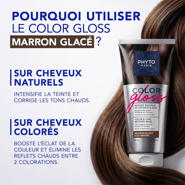 Phyto PhytoCOLOR GLOSS Masque Raviveur de Couleur et Soin Marron Glacé 200ml – Éclat et reflets froids