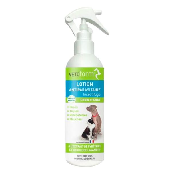 Vetoform Lotion Spray Antiparasitaire Insectifuge - Pour Chiens & Chats - 250ml