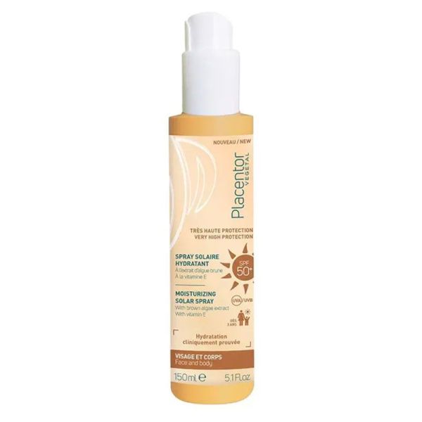 Placentor Végétal Spray Solaire Hydratant SPF50+ - Spray Fini Invisible, Non Gras ni Collant - 150 ml