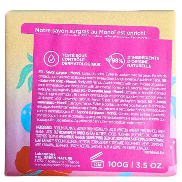 MKL Green Nature Savon solide Surgras au monoï 100g - Evasion exotique et nutrition intense