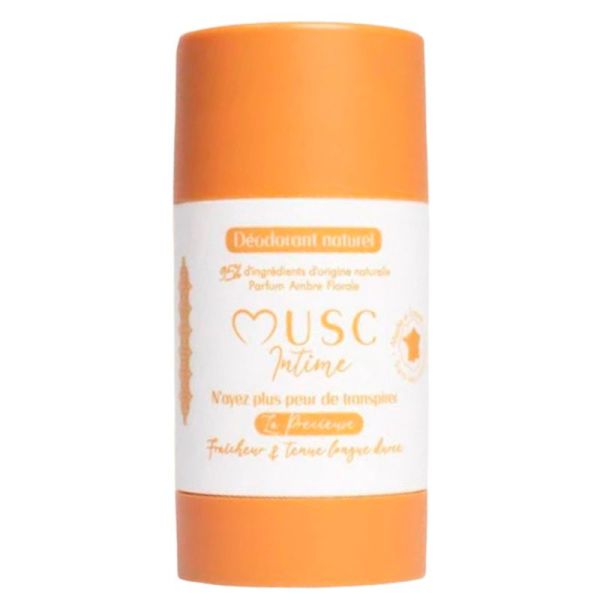 Musc Intime Déodorant Naturel en Stick - 50g - Parfum Amber Flower - Protection naturelle parfumée
