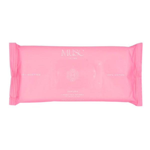 Musc Intime Sakura Lingettes Intimes x30 - 98% d'origine naturelle pour la fraîcheur intime au quotidien