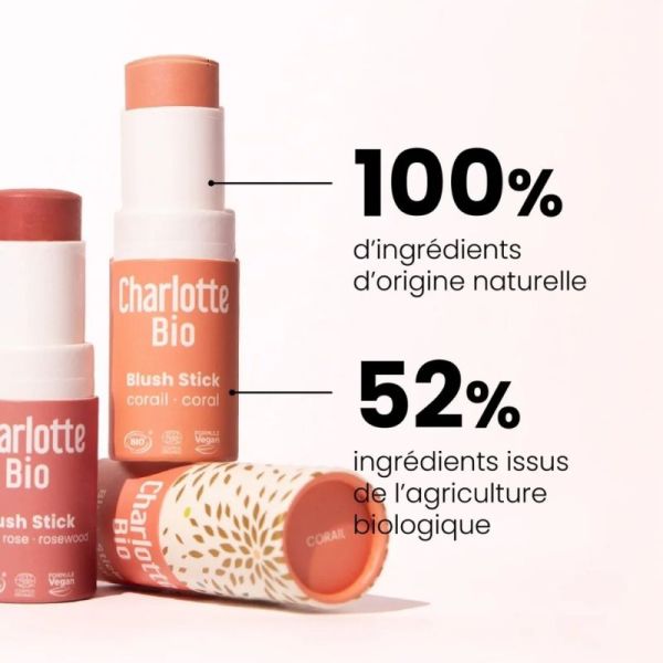 Charlotte Bio Blush Stick Bois de rose - Pigmentation intense et effet bonne mine bio