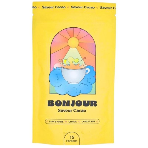 Bonjour Saveur Cacao 15 portions - Complément alimentaire à base de lion's mane, chaga et cordyceps dès 12 ans