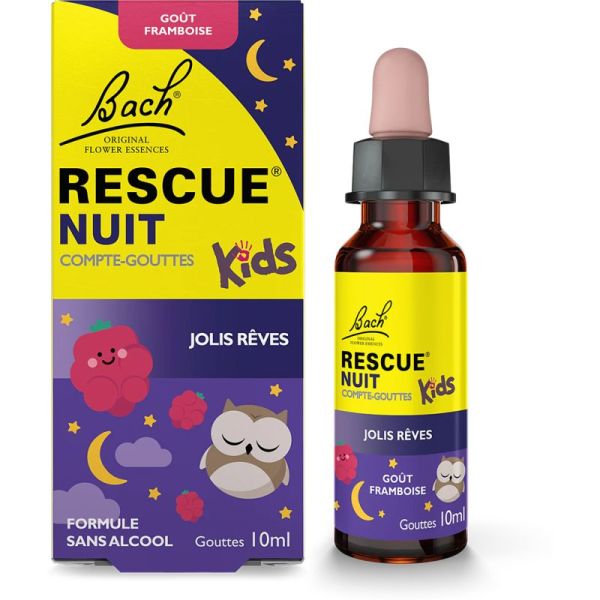 Rescue Nuit Bach Kids Compte-Gouttes Framboise 10ml – Sommeil apaisé