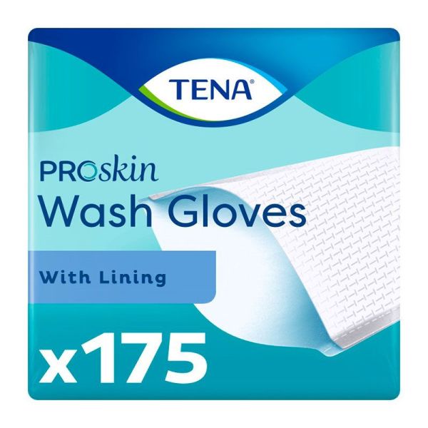 Tena Wet Wash Glove ProSkin - Gants de Toilette Jetables - Pastifiés - 175 pièces