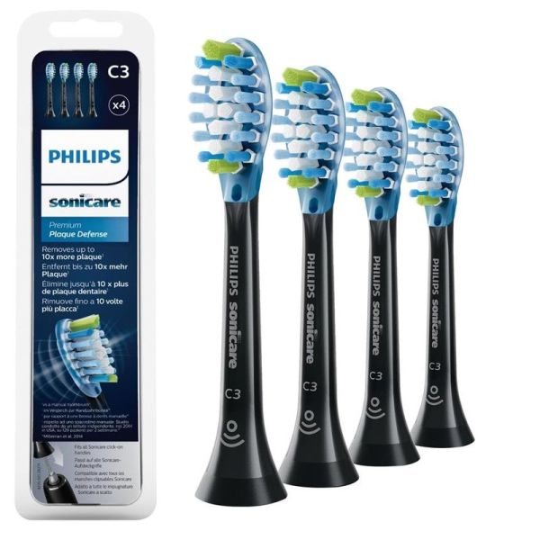 Philips Sonicare Premium Plaque Defense Têtes de Brosses Noires HX9044/33 - 4 Têtes