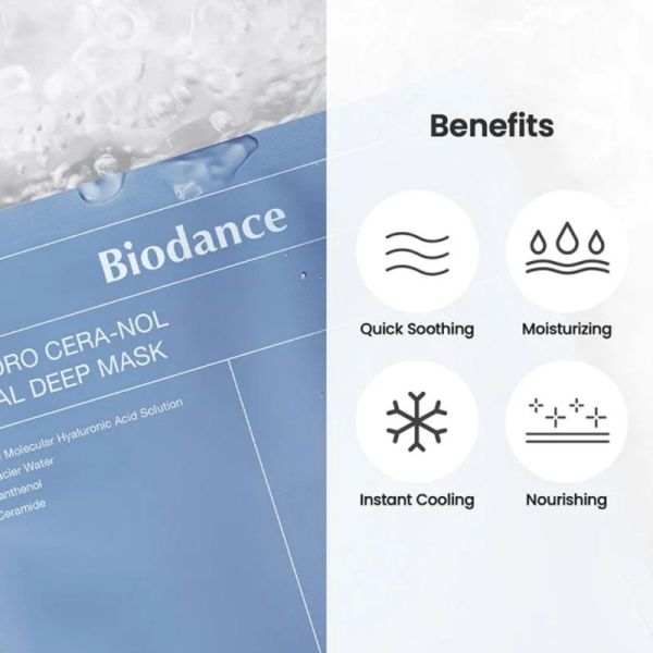 Biodance Hydro Cera-nol Real Deep Mask 1 unité - Masque de nuit hydrogel ultra-apaisant et réparateur