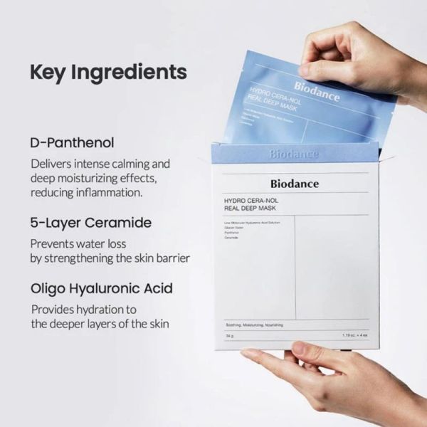 Biodance Hydro Cera-nol Real Deep Mask 1 unité - Masque de nuit hydrogel ultra-apaisant et réparateur
