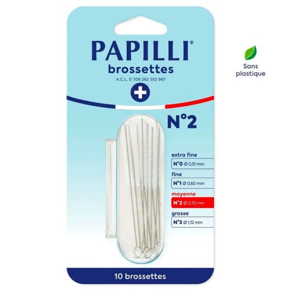 Papilli Brossette Interdentaire - n°1 - 0,7mm - Moyenne -  Nettoyage Efficace - Boîte de 10 brosettes