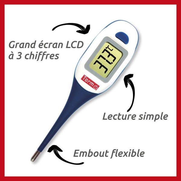 Torm Thermomètre Grand Écran MT-4326 - Mesure de la température rectale, orale ou axillaire