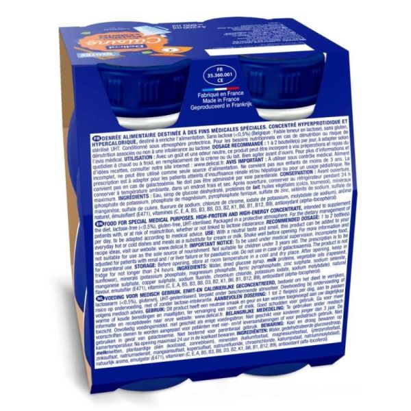Delical Mon Concentré Protéines & Calories 4x200 ml - Enrichissement nutritionnel sans lactose
