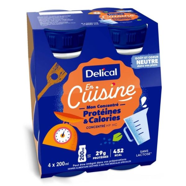 Delical Mon Concentré Protéines & Calories 4x200 ml - Enrichissement nutritionnel sans lactose