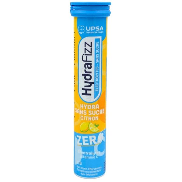 UPSA Hydrafizz Hydra Sans Sucre Goût Citron 16 comprimés effervescents - Favorise l’hydratation quotidienne