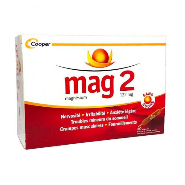 Cooper Mag 2 Solution Buvable - Déficit de Magnésium - Nervosité & Crampes - 30 ampoules