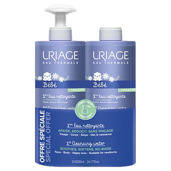 Uriage Eau Thermale Duo Bébé - 1ère Eau Nettoyante - 2x500ml