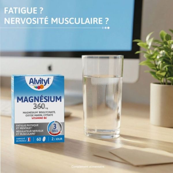 Alvityl Magnésium 360 mg Fatigue Physique et Mentale 60 comprimés - Régulateur nerveux et musculaire