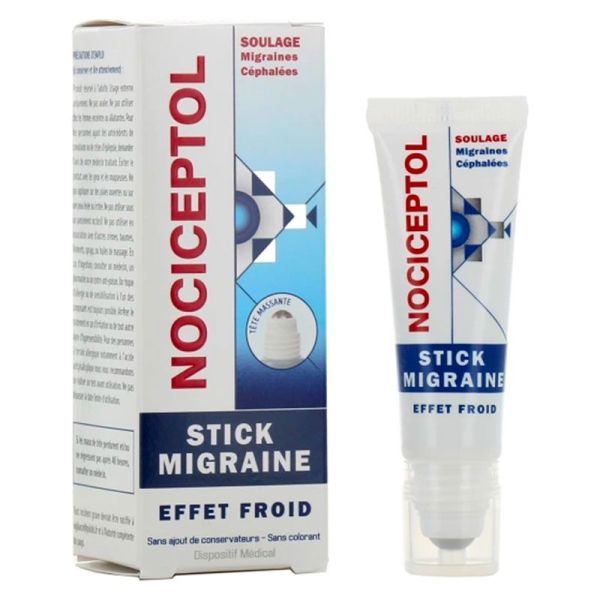 Nociceptol Stick Migraine aux Huiles Essentielles - Effet froid - Soulage Migraines et Céphalées - 10 ml