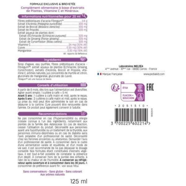 Pédiakid Sirop Immuno-Fort 125 ml – Soutien des défenses naturelles