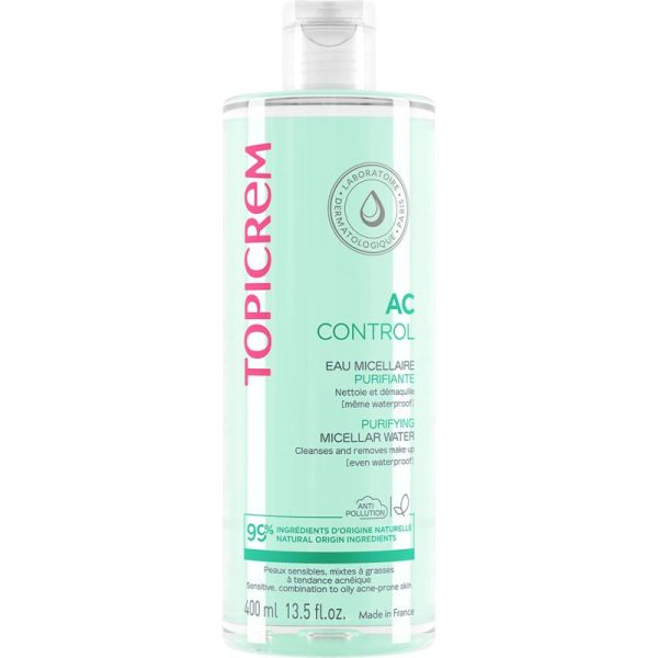 Topicrem AC Control Gel Nettoyant Purifiant 400ml – Nettoyage et matité des peaux grasses