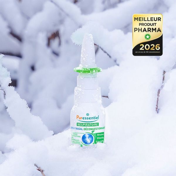 Puressentiel Respiratoire Spray Nasal Décongestionnant 15 ml – Dégage le nez, réduit l'écoulement et soulage en cas de rhume et d'allergies