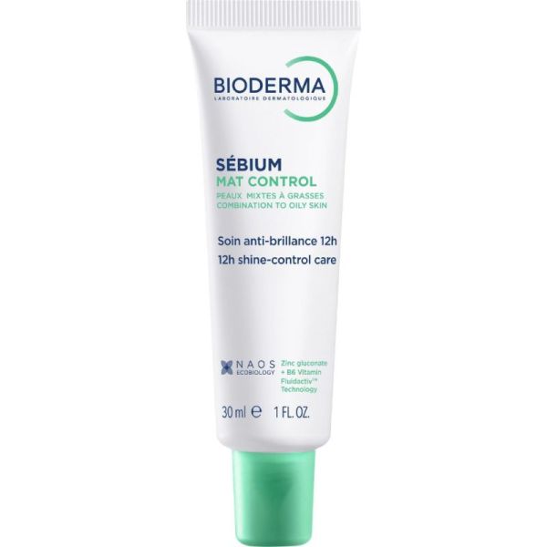 Bioderma Sébium Mat Control Soin Anti-Brillance Peau Mixte à Grasse - 30ml