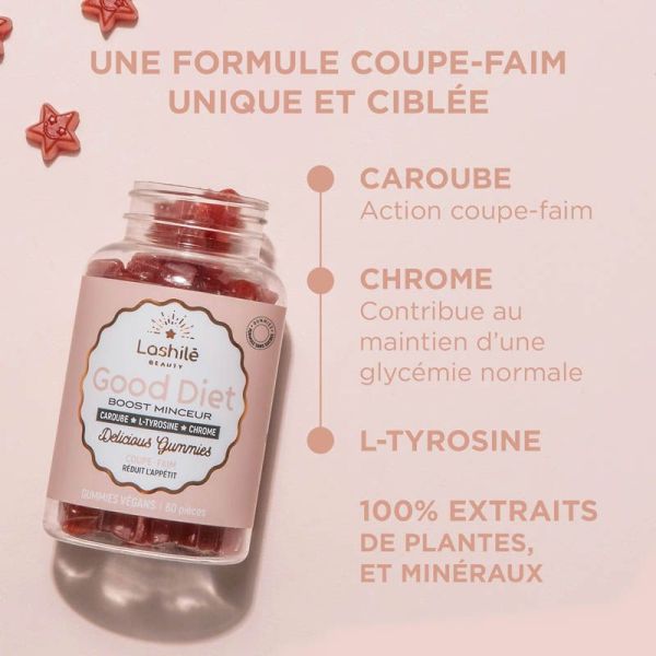 Lashilé Beauty Good Diet Boost Minceur Coupe-Faim - Réduit l'Appétit - 60 Gummies