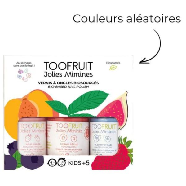TooFruit Coffret Jolies Mimines Vernis à Ongles Bio - 3 Vernis Coloris Aléatoires