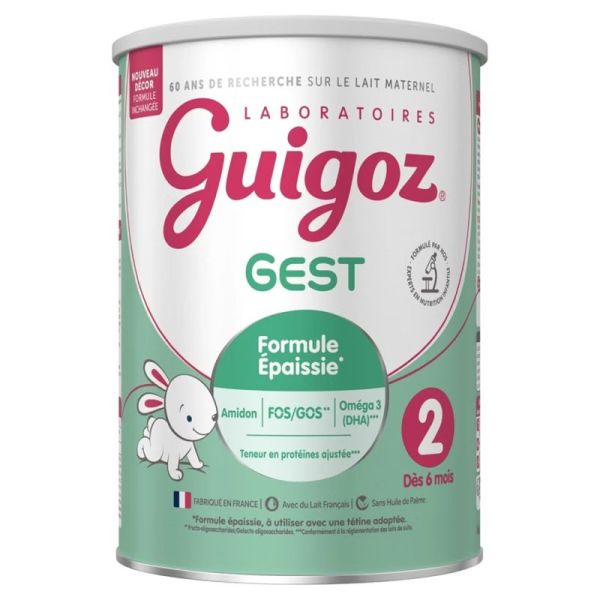 Guigoz GuigozGest Lait 2ème Âge Dès 6 Mois Jusqu'à 1 An 780g – Formule épaissie et immunité