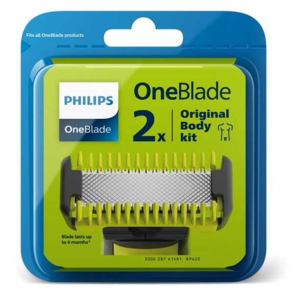 Philips One Blade Kit de Lames de Rechange Visage & Corps QP620/50 - Lot de 2