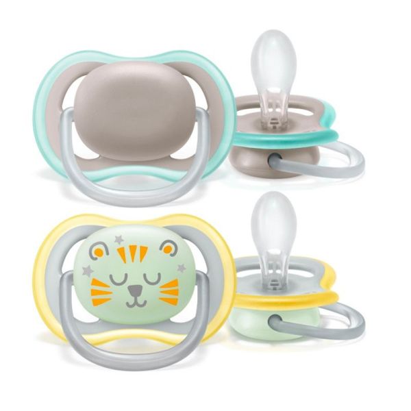 Avent Ultra Air Nuit - Sucettes Orthodontiques Nuit -18 mois et + - Lot de 2 sucettes