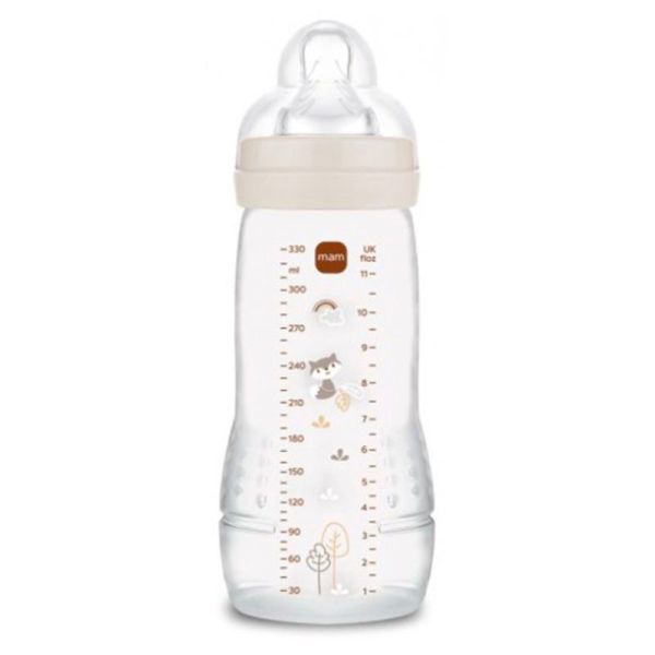MAM Easy Active Biberons 2ème Âge - 1 Biberon de 330 ml - 6 Mois et + - Débit Très Rapide - Couleur : Sable