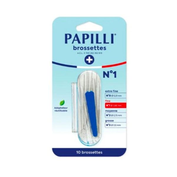 Papilli Brossette Interdentaire - n°1 - 0,6mm - Fine - Espaces Interdentaires Serrés - Boîte de 10