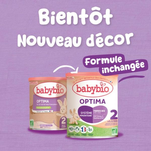 Babybio Optima 2ème âge 400 g (6 à 12 mois) Lait de suite bio, avec fibres et sans huile de palme