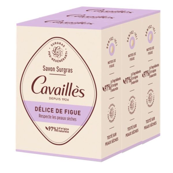 Rogé Cavaillès Savon Surgras - Parfum Délice de Figue - Protège les Peaux Sensibles - 3 x 200 g