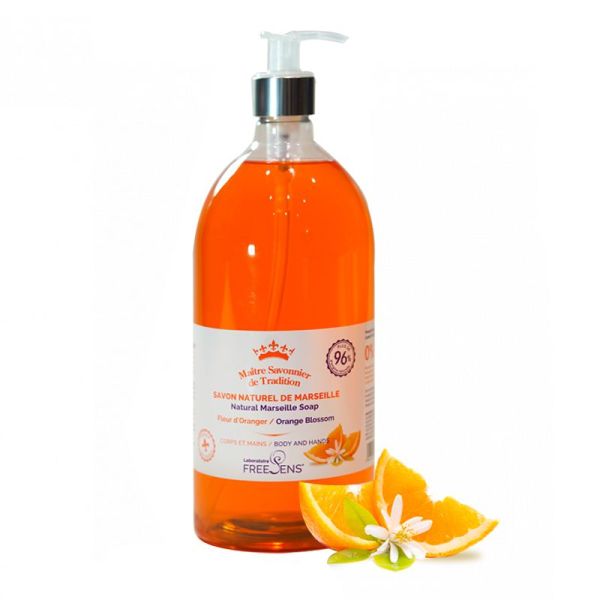 Freesens Savon Liquide de Marseille Naturel Fleur d'Oranger - 1L