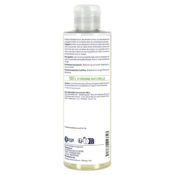Natessance Huile d'Amande Douce Flacon 250 ml - Nutrition et richesse en oméga 6 et 9