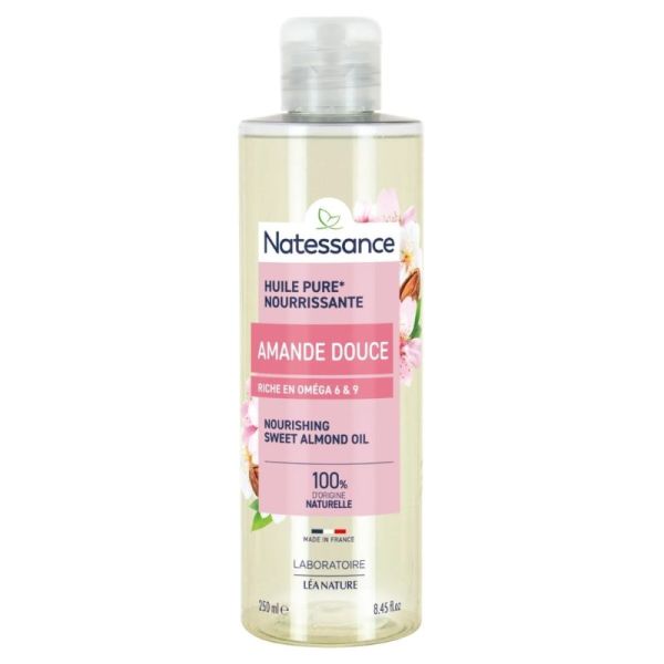 Natessance Huile d'Amande Douce Flacon 250 ml - Nutrition et richesse en oméga 6 et 9